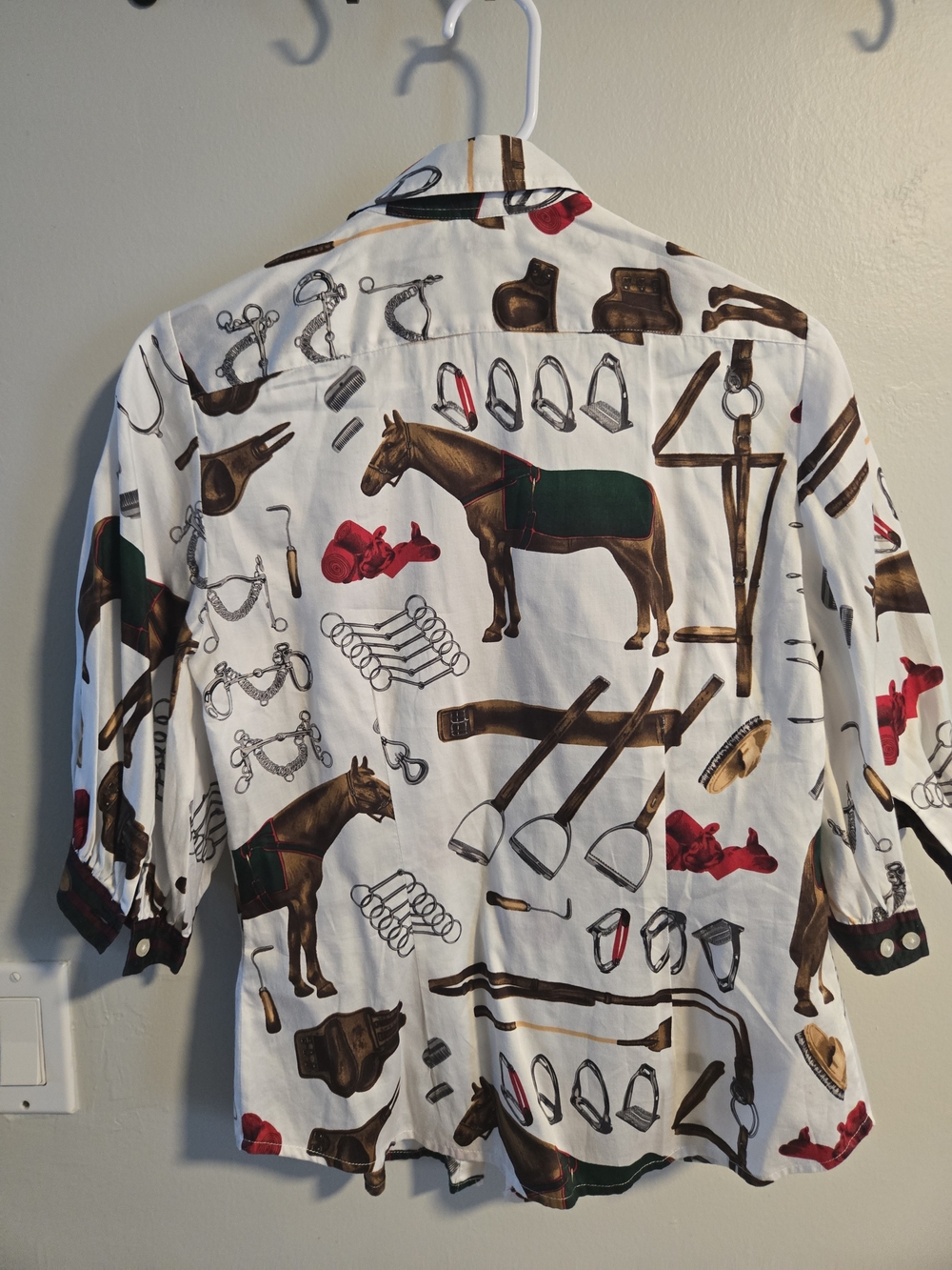 Ralph Lauren White Equestrian Print Button-Down Shirt - Picture 2 of 3
